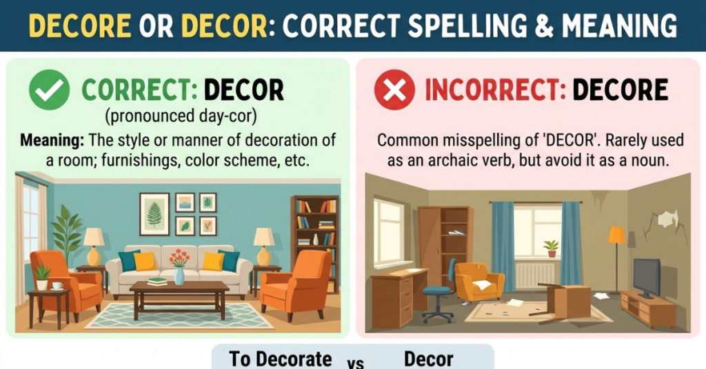 Decore or Decor: Correct Spelling and Meaning